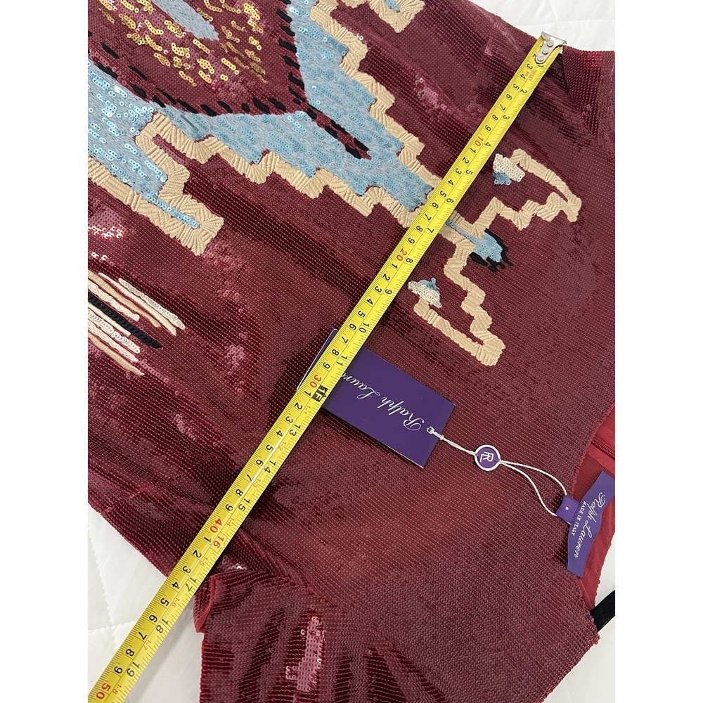 Ralph Lauren Purple Label Red Sequin Southwestern Sheath Dress 8 NWT $6700 RARE - Picture 6 of 15